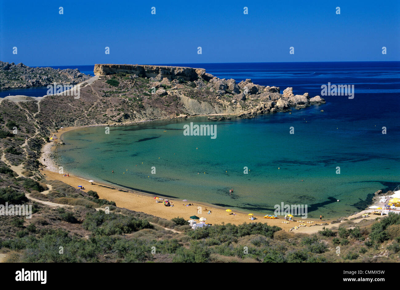 Ghajn Tuffieha Bay, Malta, Mediterraneo, Europa Foto Stock