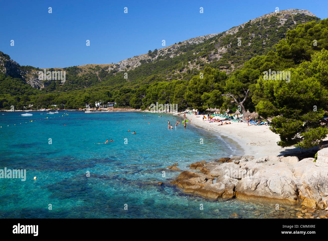 Platja Formentor, vicino a Port de Pollenca (Puerto Pollensa), Mallorca (Maiorca, isole Baleari, Spagna, Mediterraneo, Europa Foto Stock