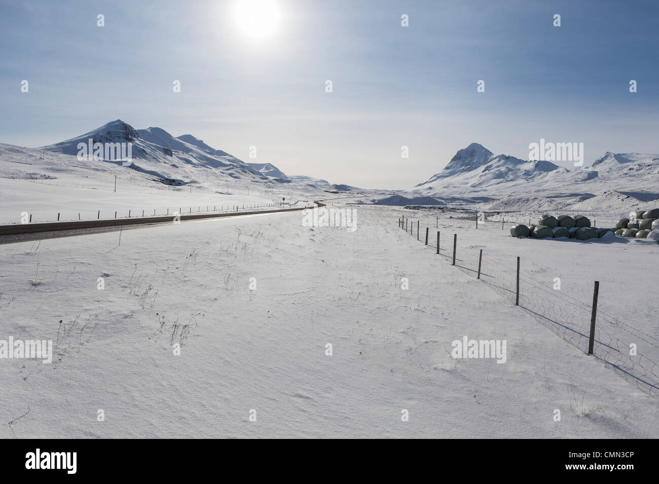 Percorso 1, Oxnadalsheidi, tra Skagafjordur e Eyjafjordur, Islanda Route 1-Autostrada Nazionale -Ring Road Foto Stock