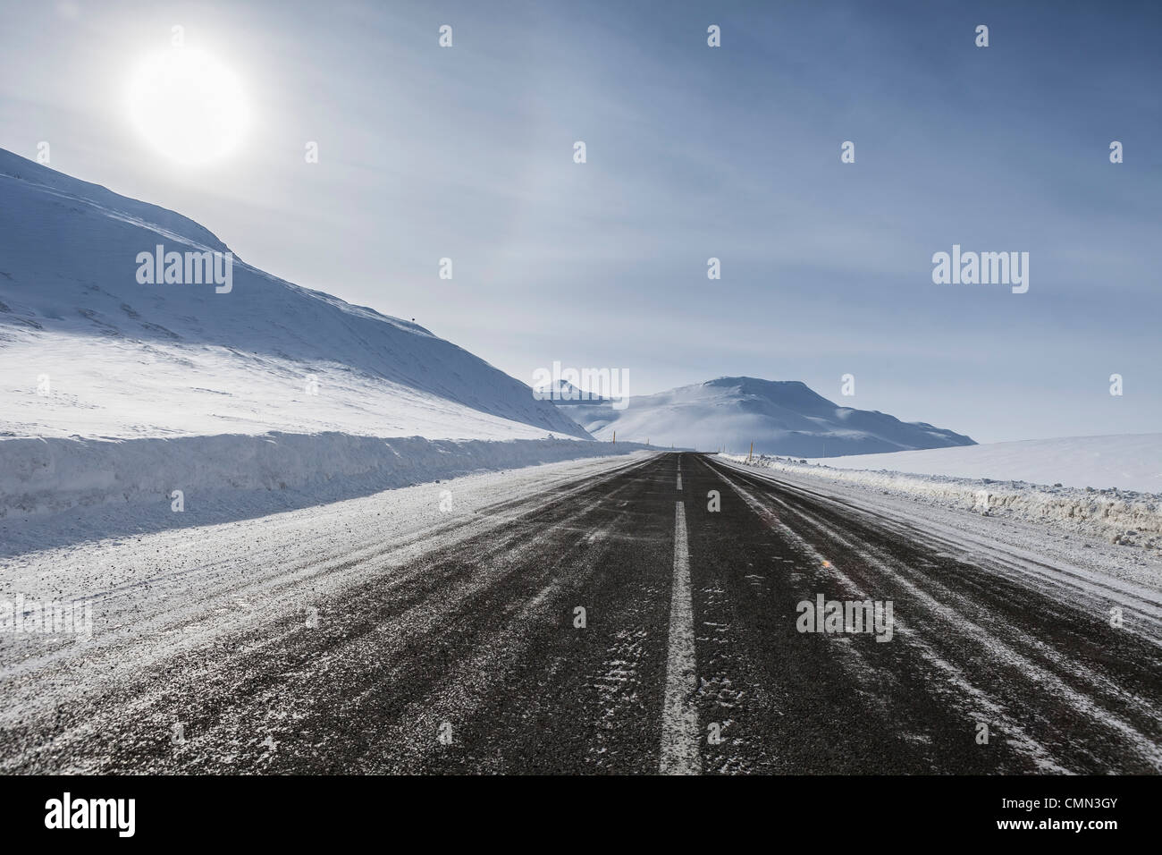 Percorso 1, Oxnadalsheidi, tra Skagafjordur e Eyjafjordur, Islanda Route 1-Autostrada Nazionale -Ring Road Foto Stock