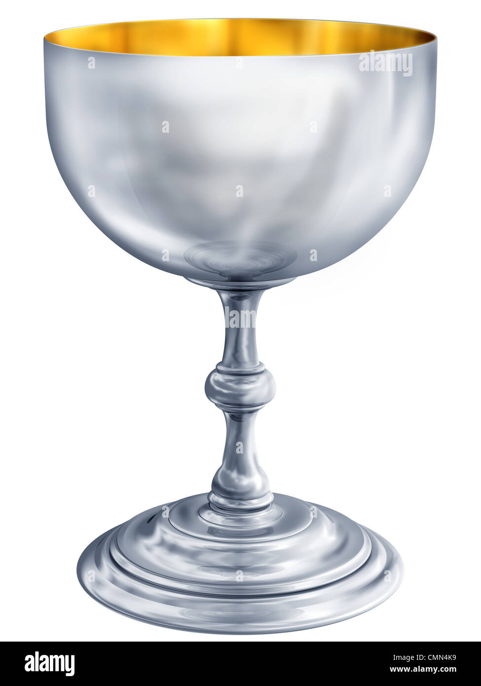 Illustrazione di un altamente lucido argento antico calice Foto Stock