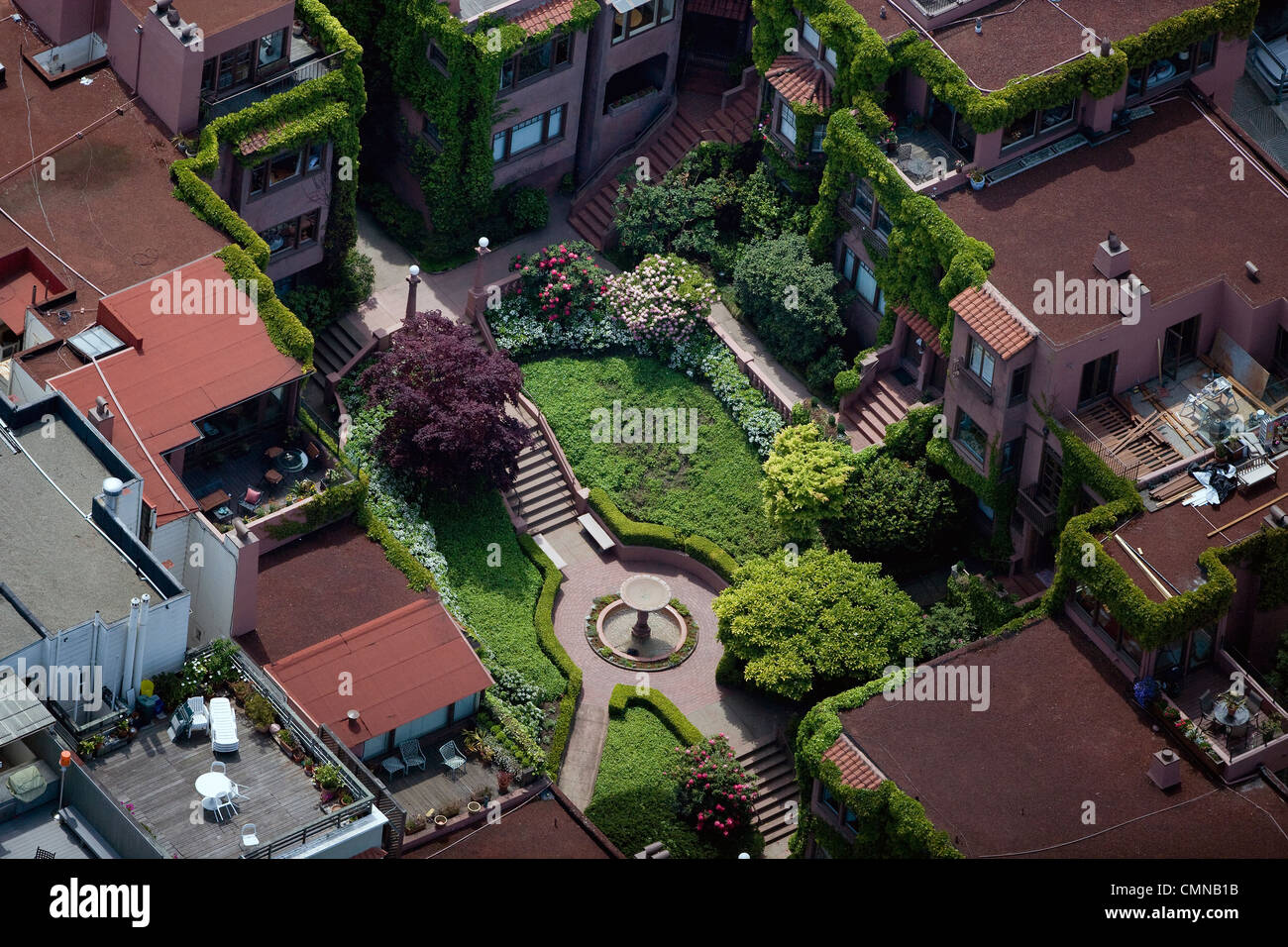 Fotografia aerea Pacific Heights quartiere residenziale di San Francisco in California Foto Stock