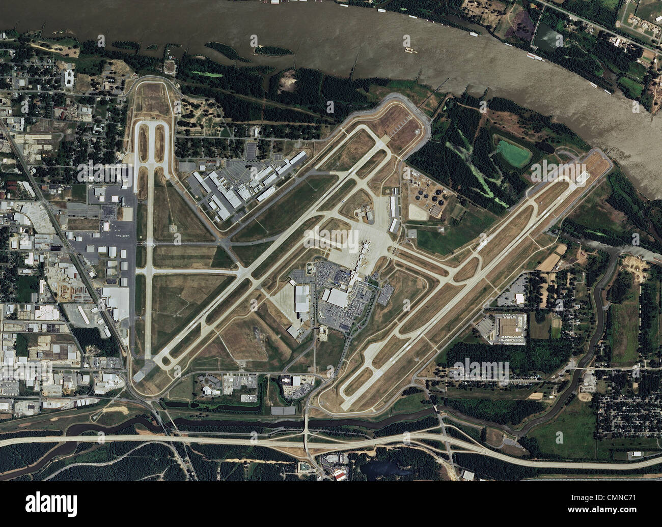 Mappa foto aeree Little Rock National Airport, Bill e Hillary Clinton campo nazionale, Campo Adams, LIT, Arkansas Foto Stock