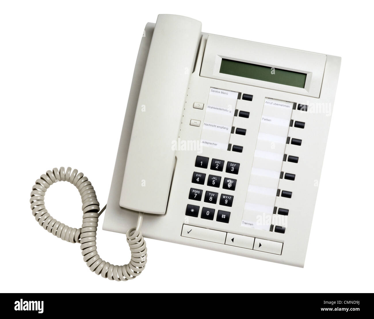 Telefono ufficio isolato sul bianco Foto Stock
