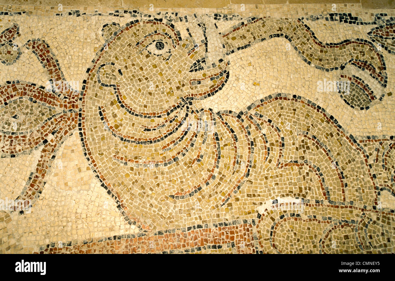 Italia Puglia il Parco Nazionale del Gargano Tremiti Isola San Nicola Isola Chiesa Santa Maria al mare mosaico Foto Stock