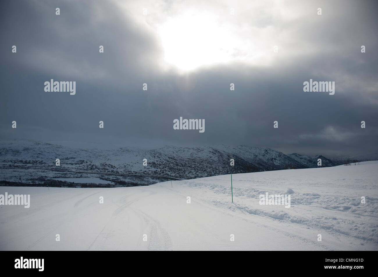 Inverno a Hovden, una stazione sciistica nel sud della Norvegia, qui: area sciistica di cappio mountain Foto Stock