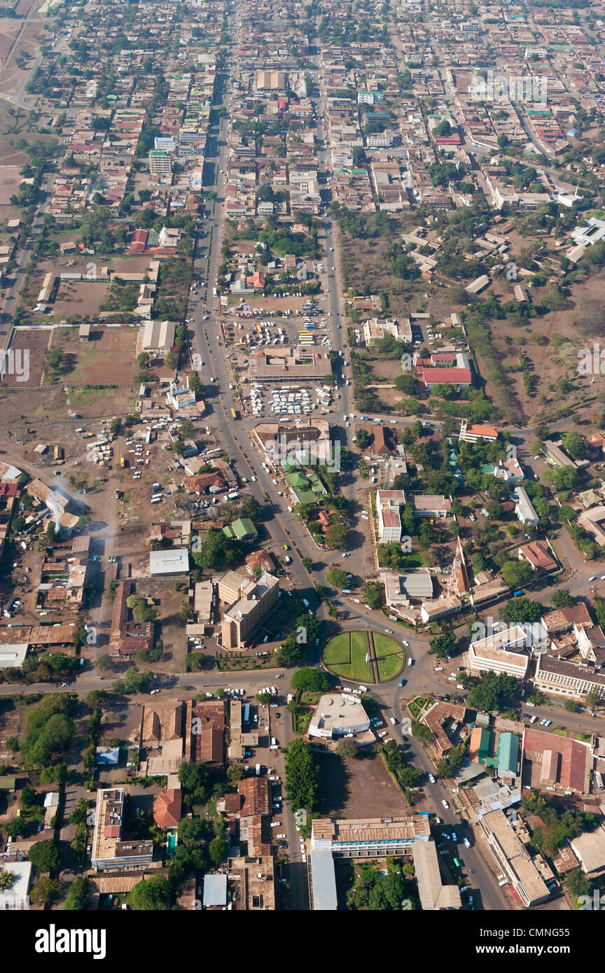 Moshi Town Center, Vista aerea, regione di Kilimanjaro, Tanzania Foto Stock