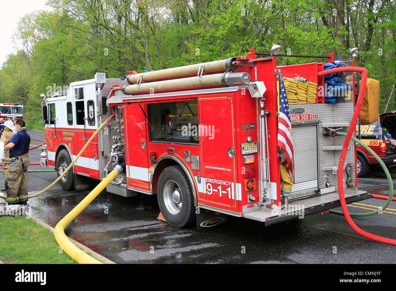 Pierce lancia camion dei pompieri, motore 331 Franklin Lakes Fire Department New Jersey Foto Stock