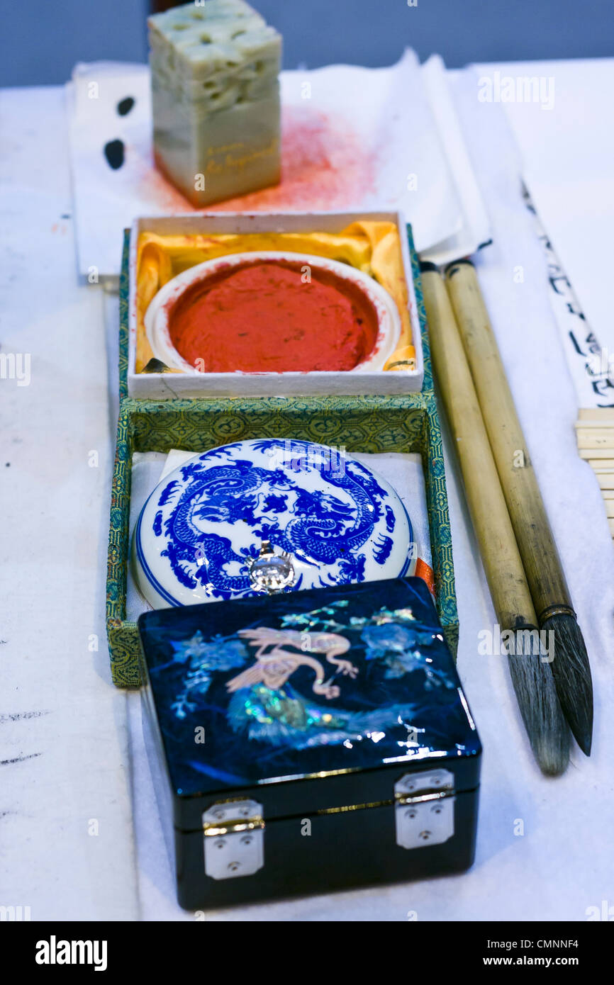 Corean calligraphy Salone Internazionale del Turismo 2012 Parigi Foto Stock