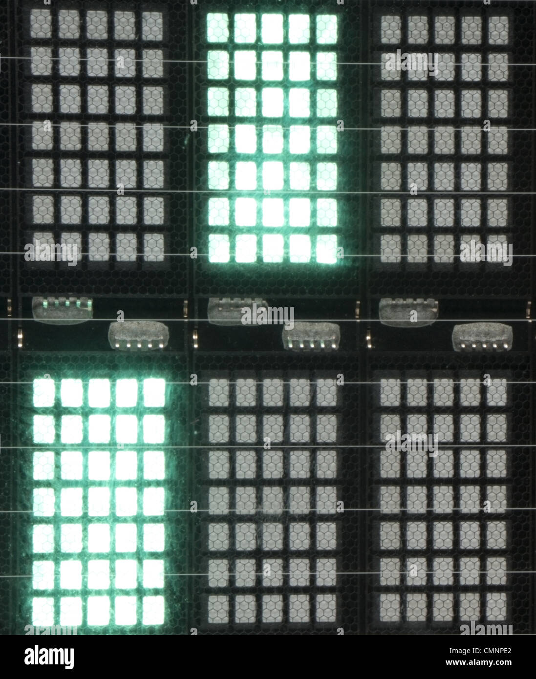 Macro shot del pannello a LED utilizzata su casse elettroniche e sistemi epos per visualizzare i prezzi e i totali Foto Stock