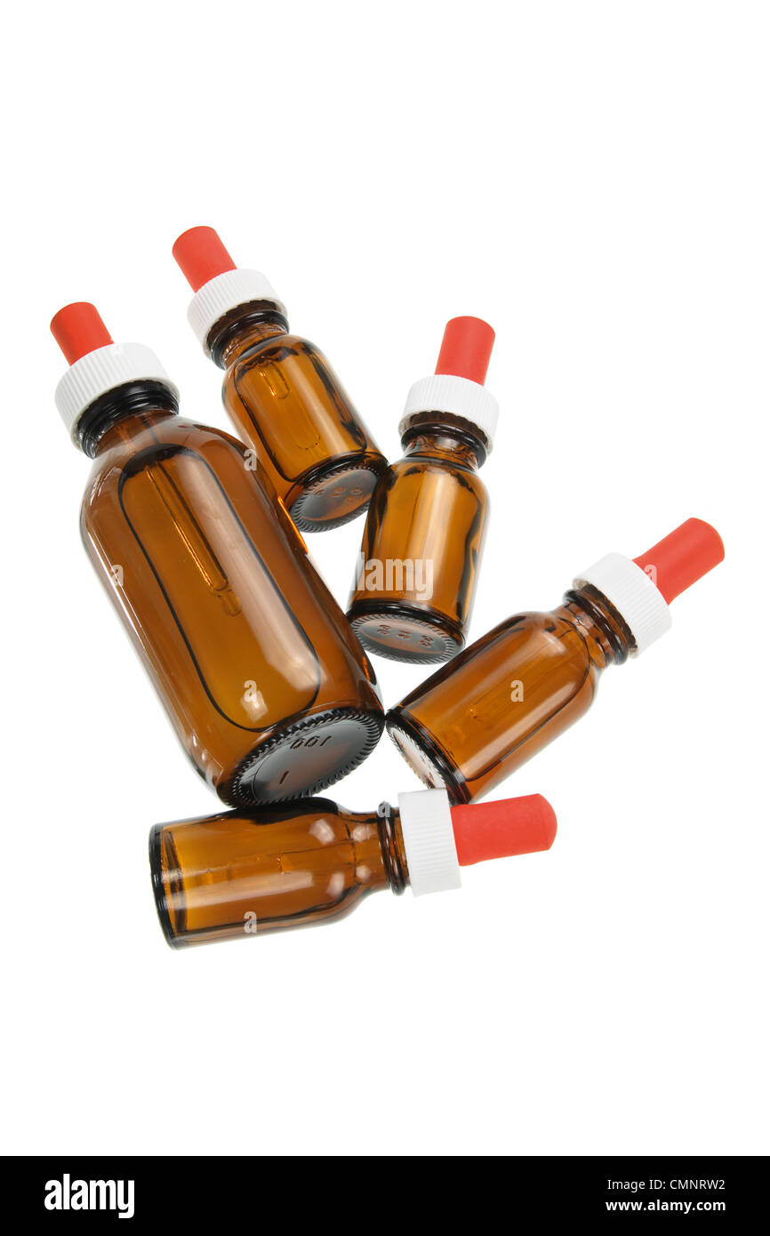 Bottiglie di olio per massaggi Foto Stock