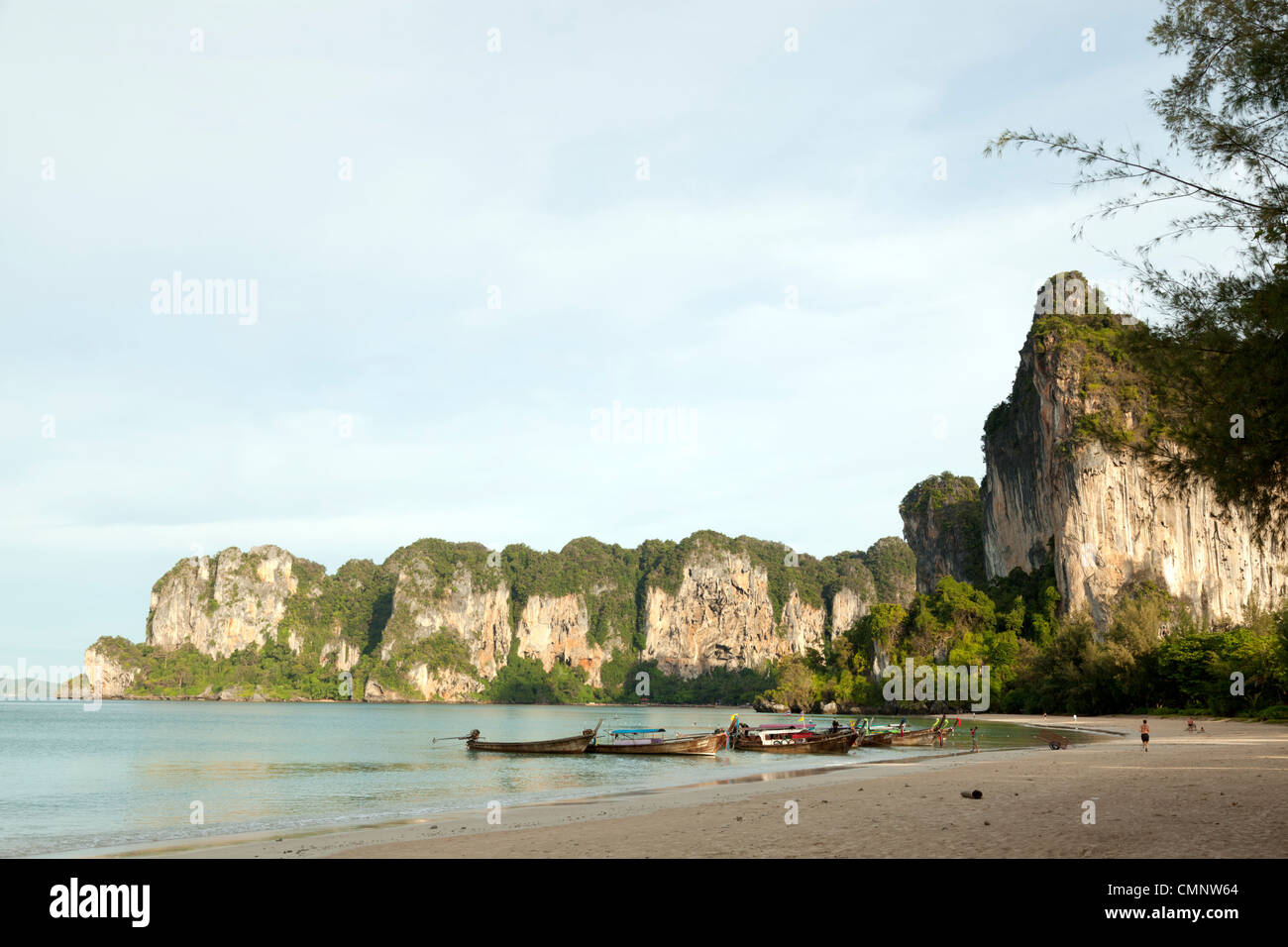Le scogliere calcaree dell'estremità nord di Railay Bay (Krabi - Thailandia). Falaises calcaires Nord de la Baie de Railay (Krabi). Foto Stock
