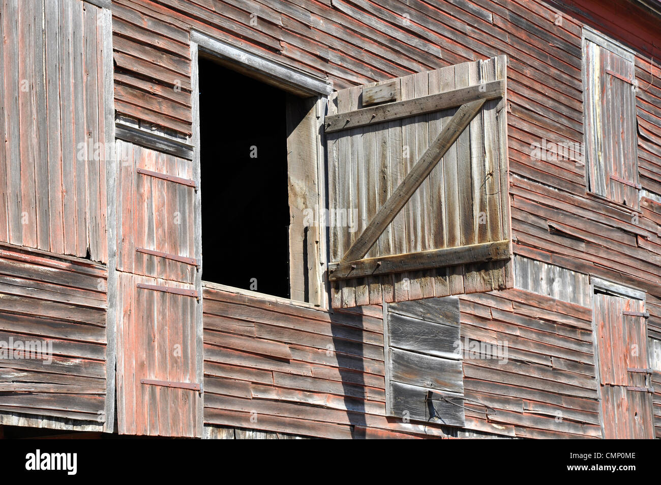 Primo piano del legno vecchio fienile Foto Stock