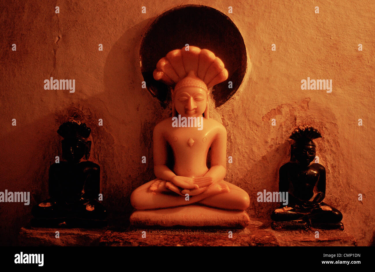 Statue in marmo che rappresentano jaïn idoli in un tempio ( India) Foto Stock