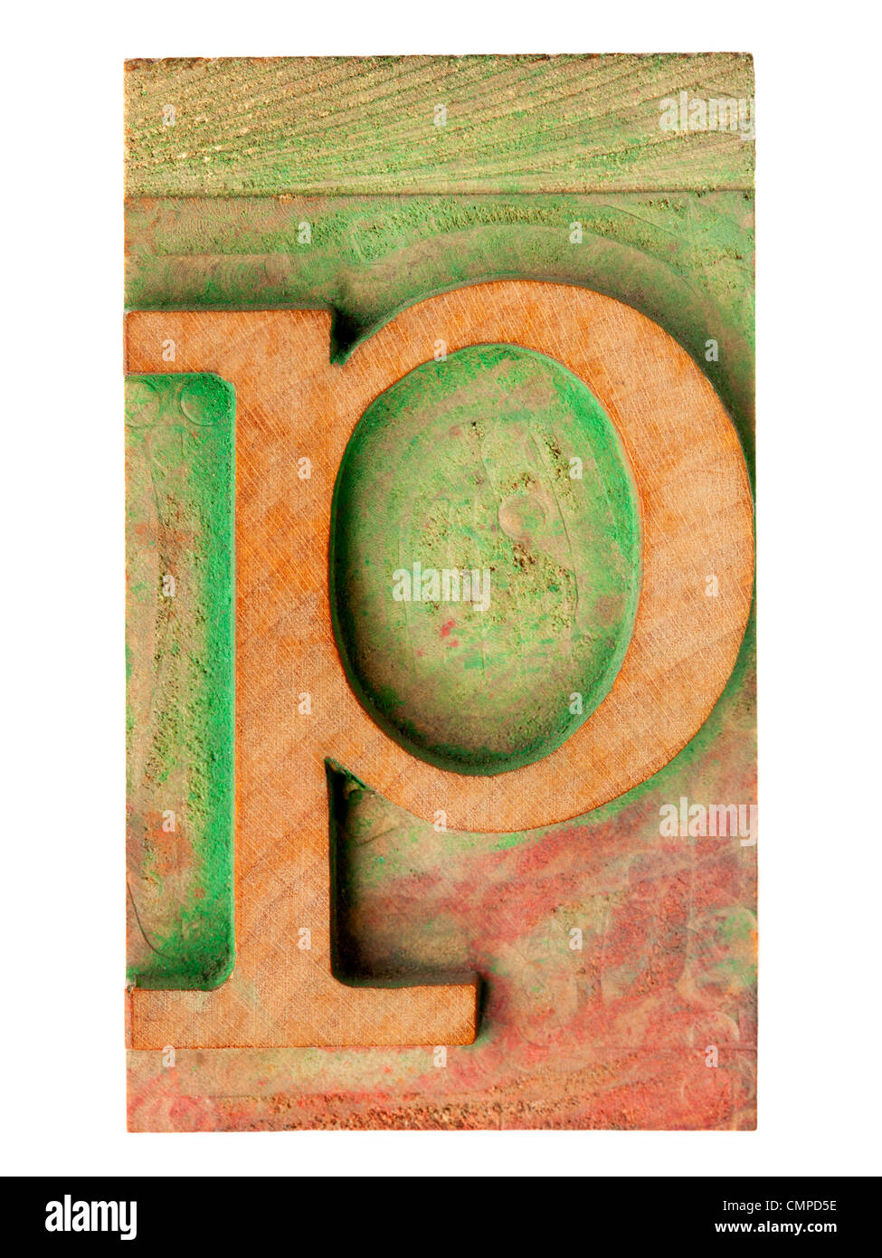 Isolato con la lettera p in rilievografia vintage tipo legno ...