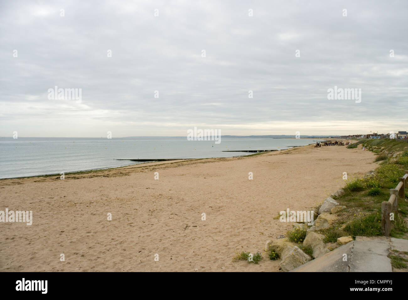 Colleville Montgomery e la spiaggia dal nome in codice la spada in Normandia Foto Stock