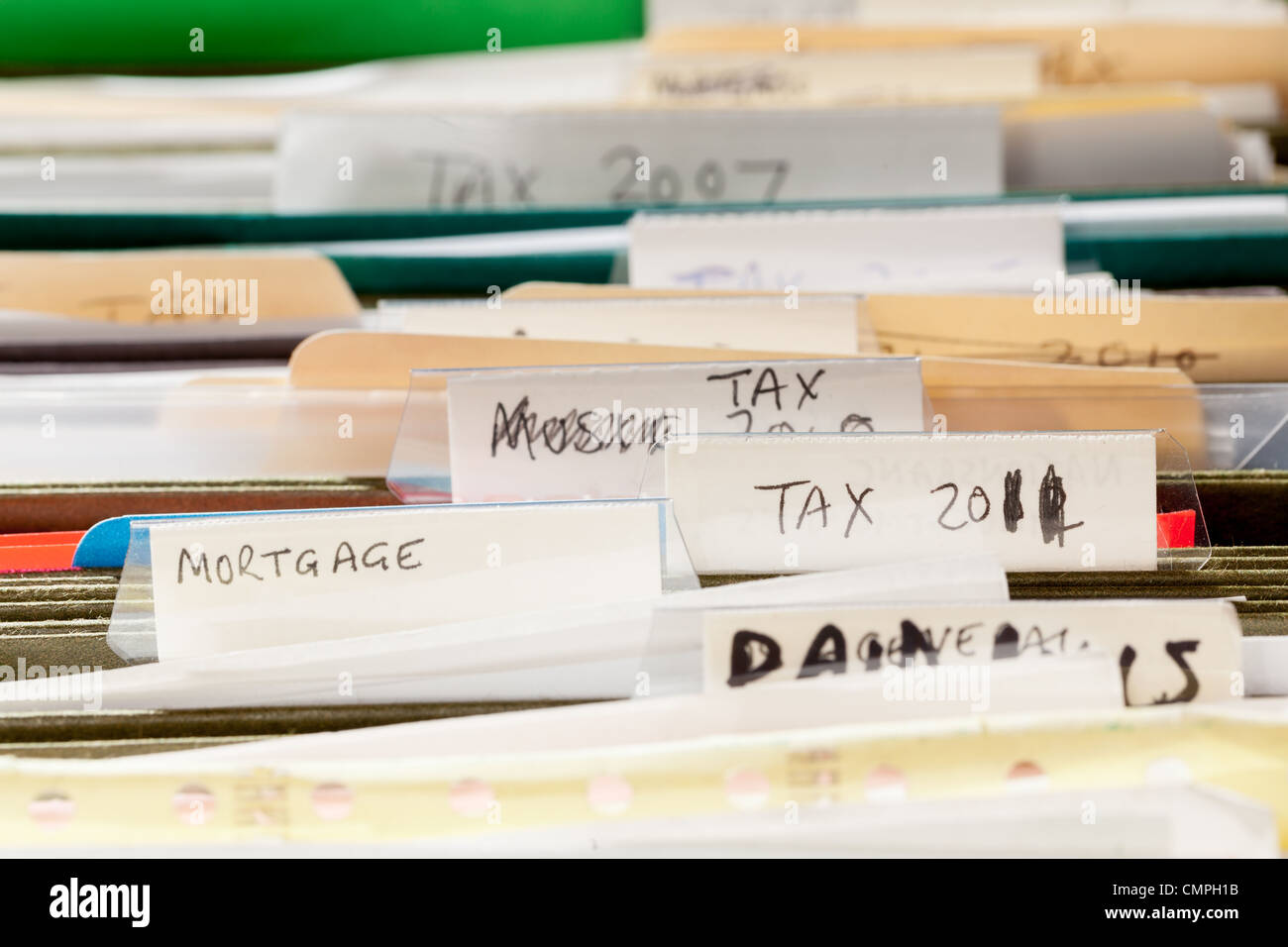 Le cartelle nel cassetto di file Foto Stock