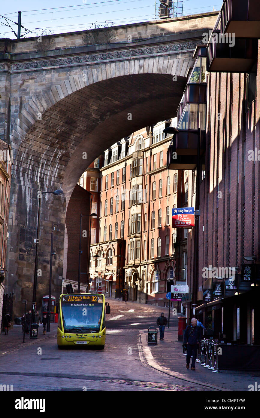 Autobus Quaylink lato, Newcastle upon Tyne Foto Stock