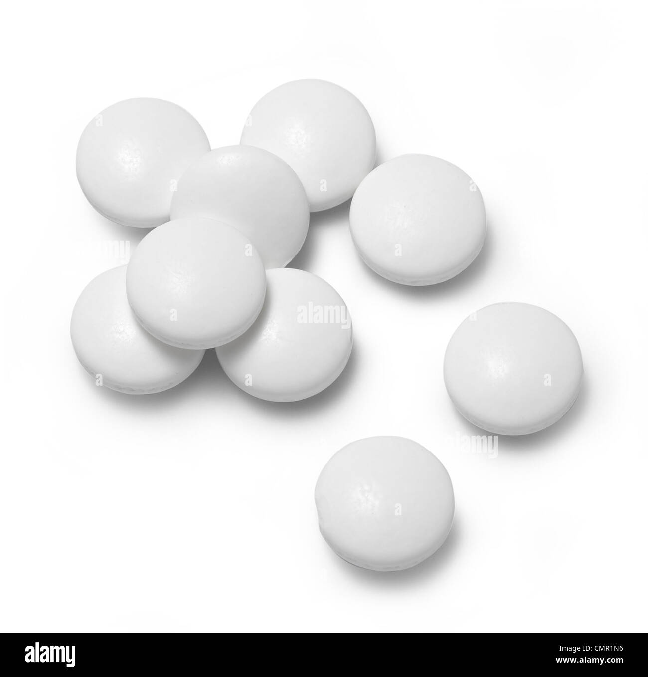 Nove pillole di bianco Foto Stock