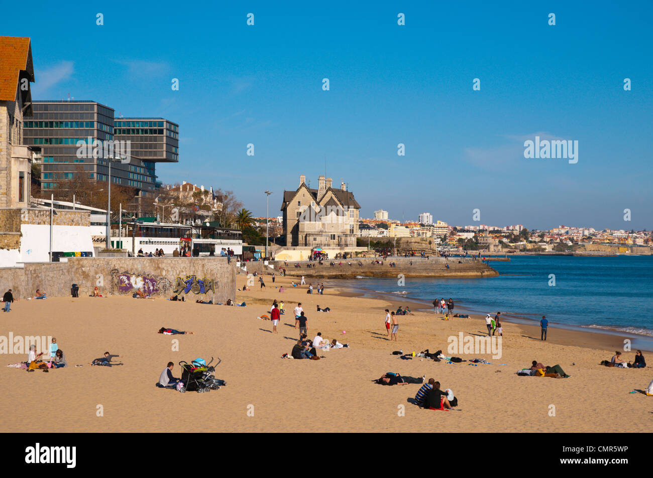 Praia de Conceicao Cascais beach resort costiero vicino a Lisbona Portogallo Europa Foto Stock