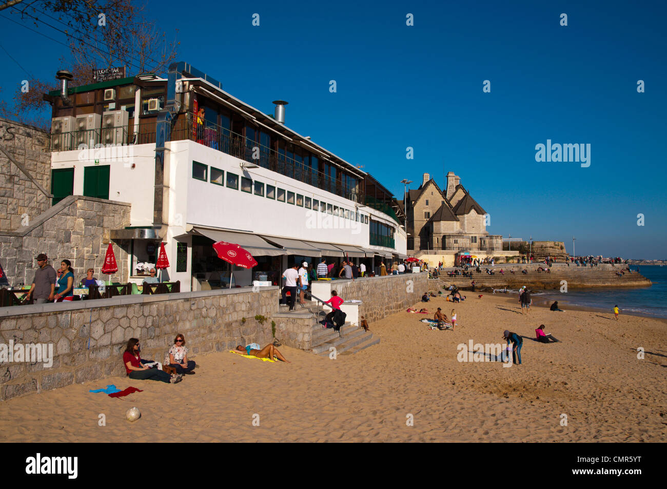 Praia de Conceicao Cascais beach resort costiero vicino a Lisbona Portogallo Europa Foto Stock