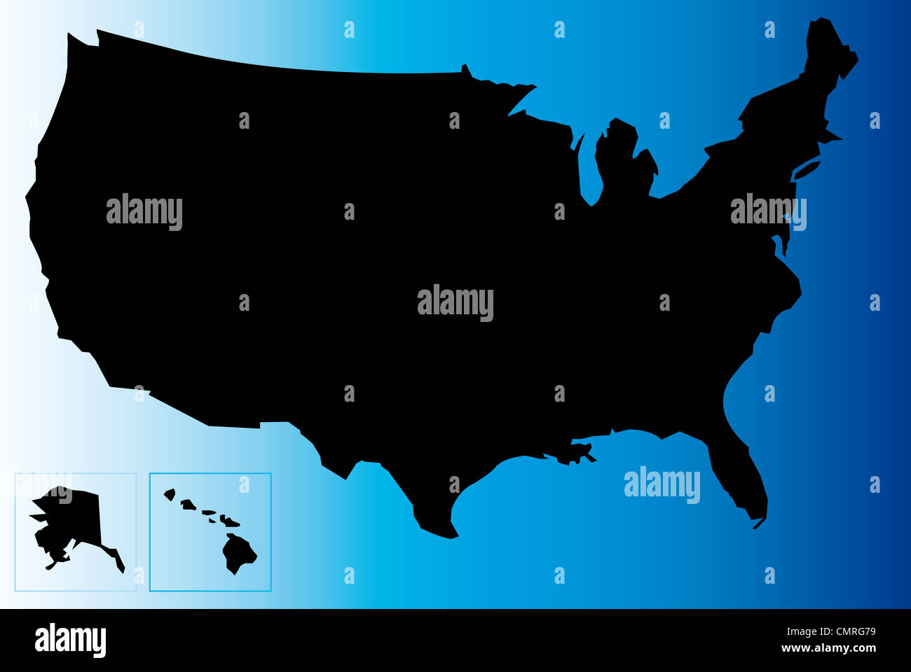 Illustrazione della mappa Stati Uniti - STATI UNITI D'AMERICA. Foto Stock