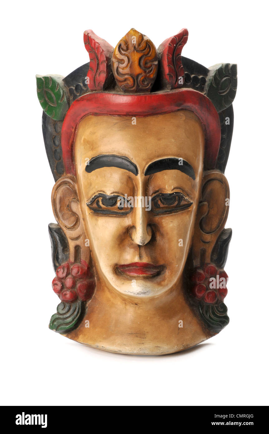 In legno intagliato di maschera diety indiano Foto Stock