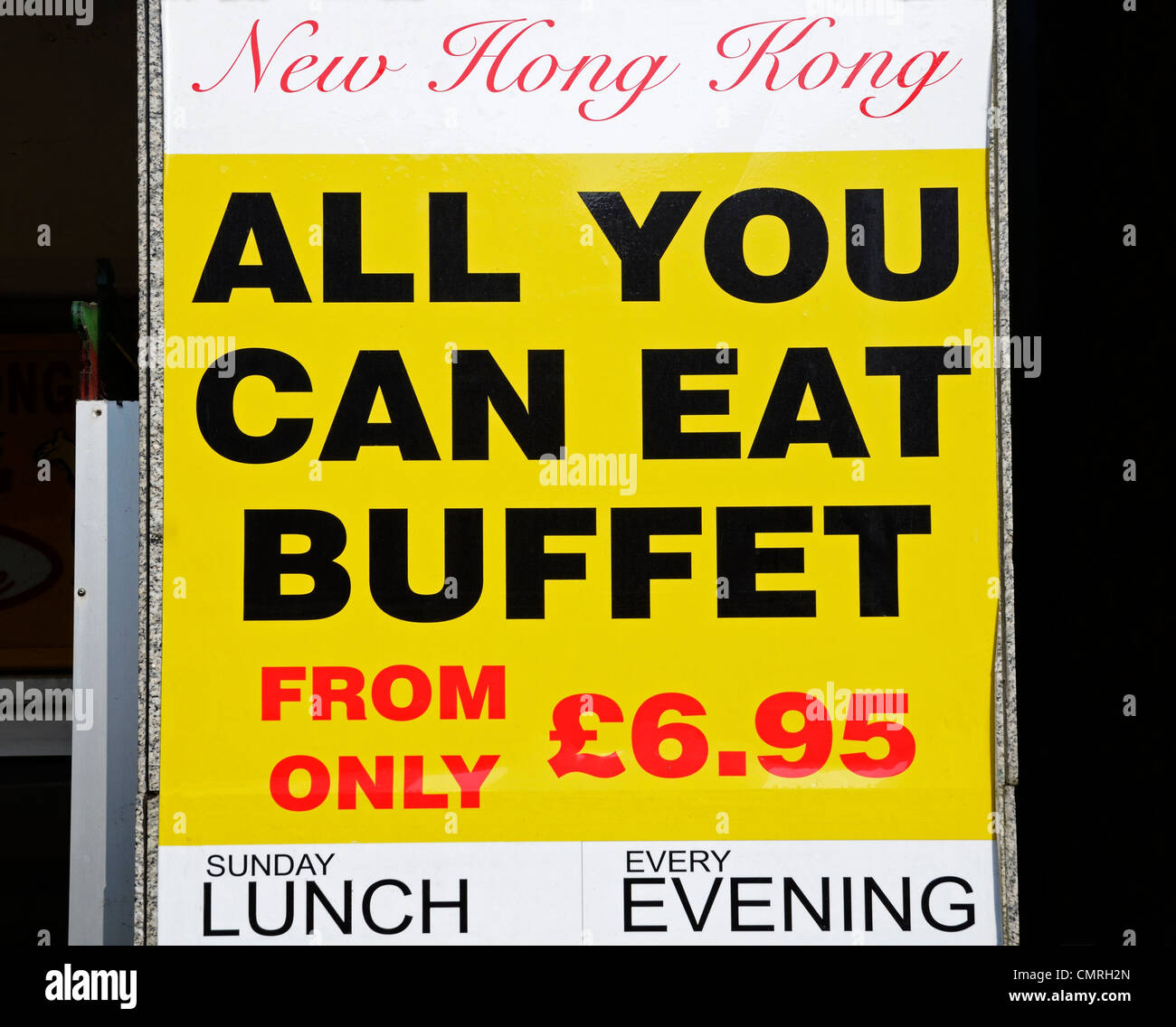 Un segno pubblicità un ' tutto quello che potete mangiare ' buffet cinese Foto Stock