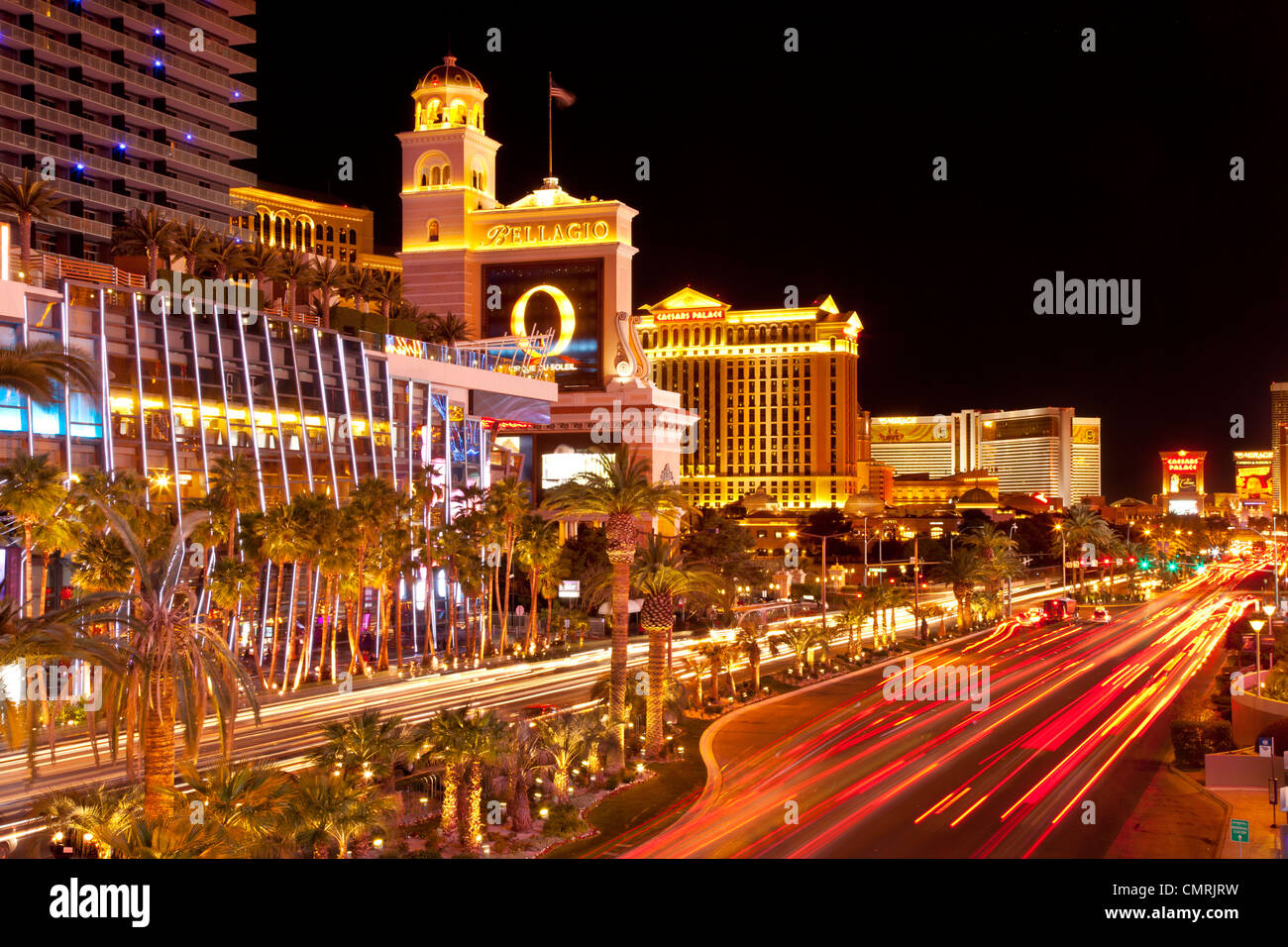 Visualizza in basso il 'Strip' - Las Vegas Boulevard, Las Vegas Nevada USA Foto Stock
