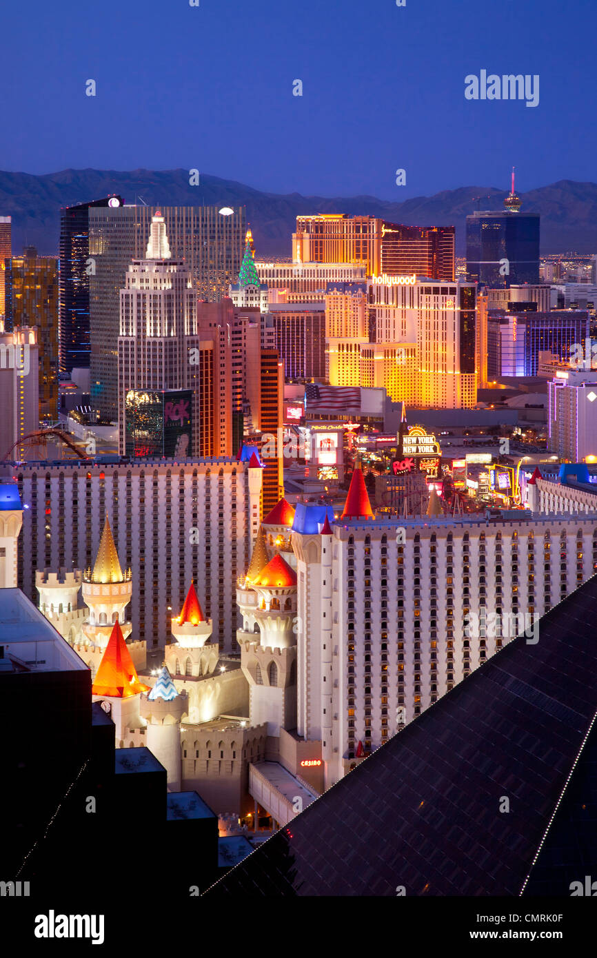 Las Vegas Skyline al crepuscolo, Nevada, STATI UNITI D'AMERICA Foto Stock