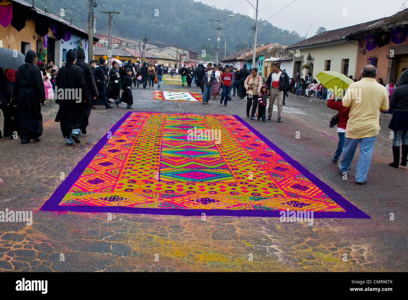 Bellissimi tappeti colorati per vacanze in Guatemala Foto Stock