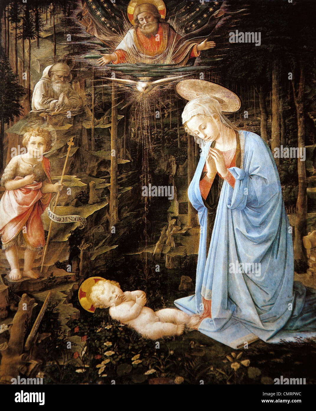 L adorazione del Bambino, Fra Filippo Lippi Foto Stock