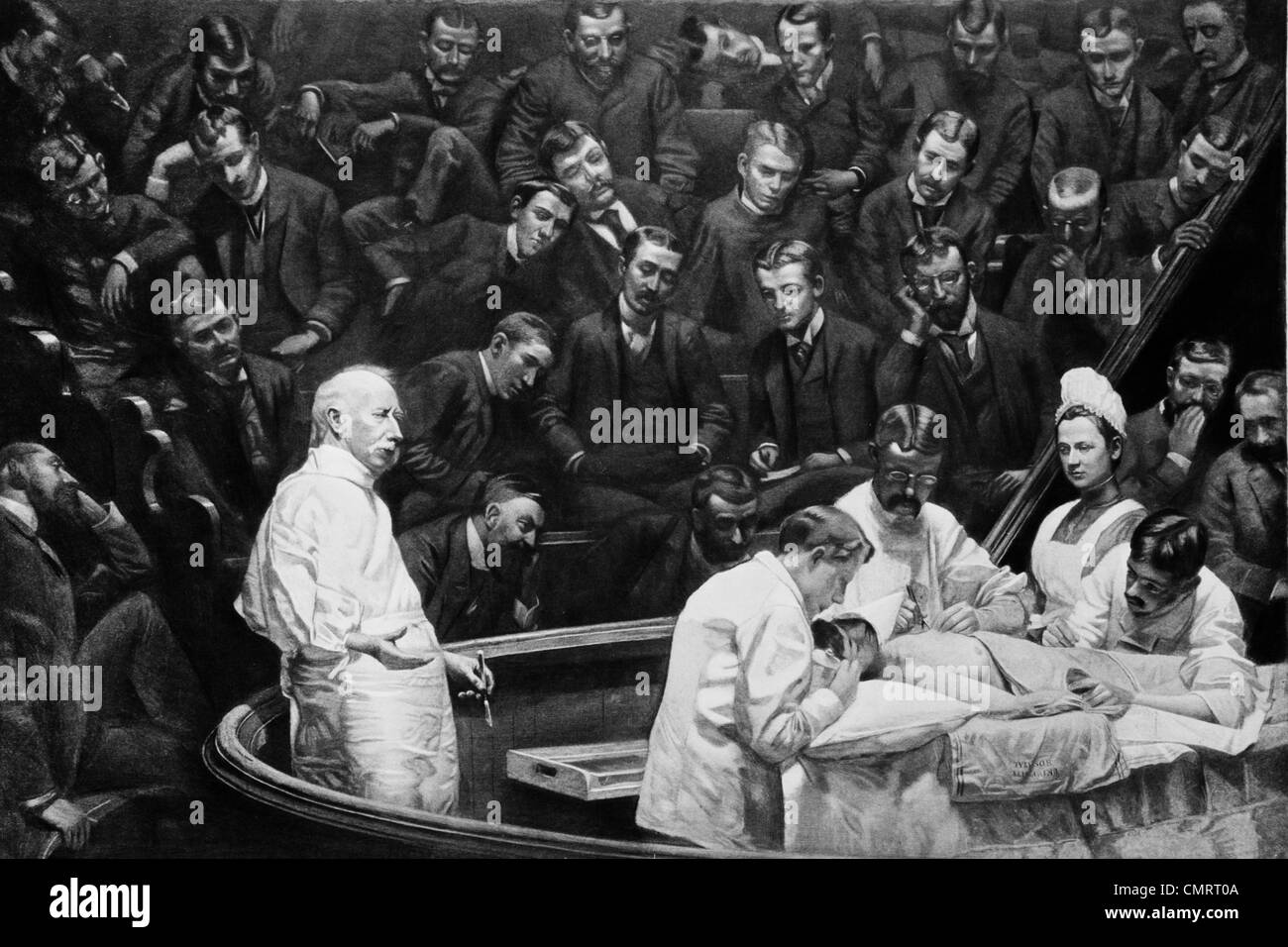 1890s ritratto di DR. AGNEW un dipinto di Thomas Eakins mostra il vecchio medico teatro operativo Foto Stock