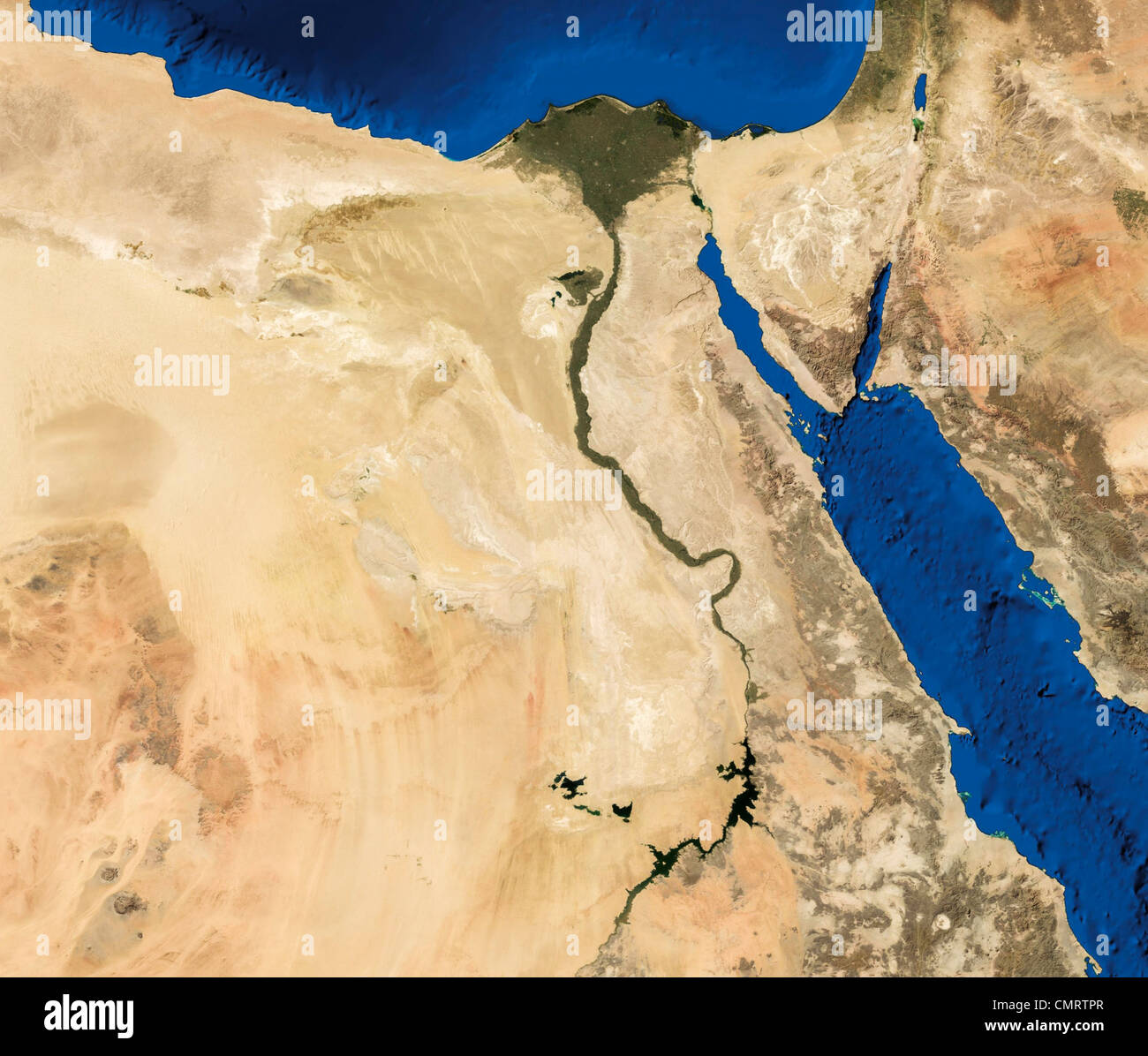 True color terra/dello spettroradiometro MODIS immagine satellitare di Egitto reso in azimutale di Lambert uguale area proiezione. Foto Stock