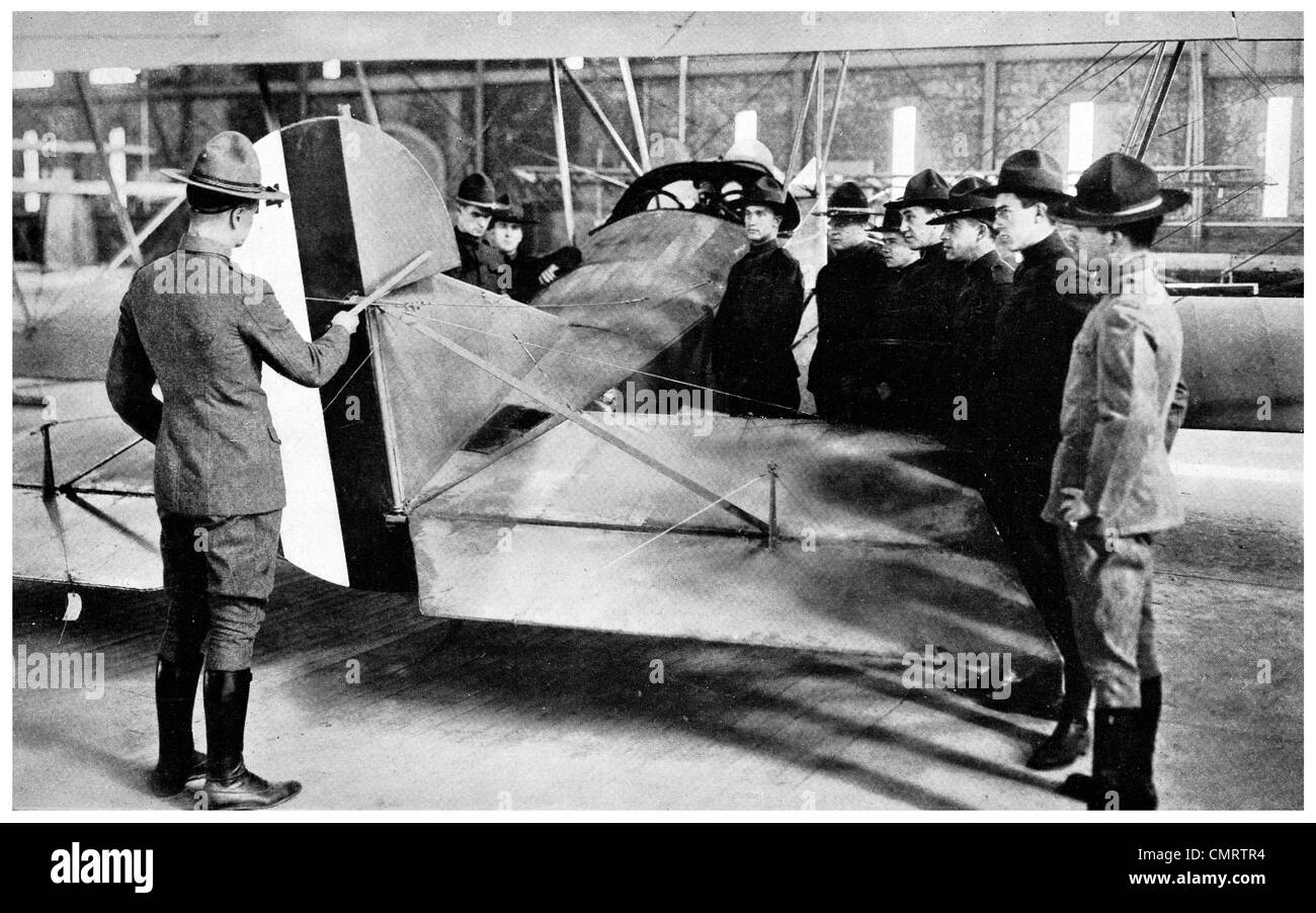 1918 American aereo scuola di volo piano pilota istruttore studente insegnante Foto Stock