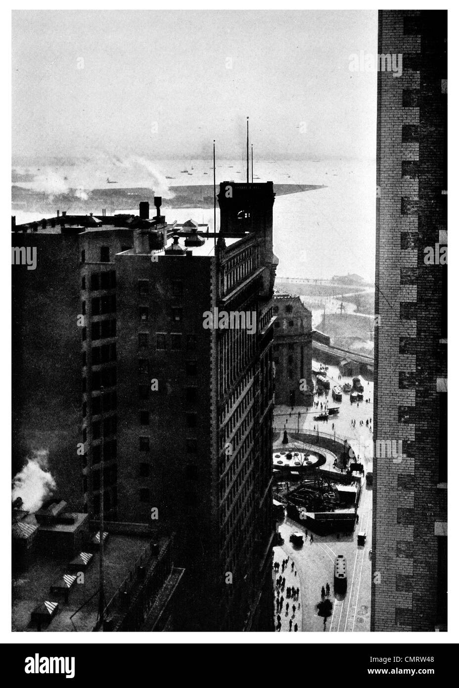 1918 Lower Broadway, la batteria, Bowling Green, Governor's Island New York Foto Stock