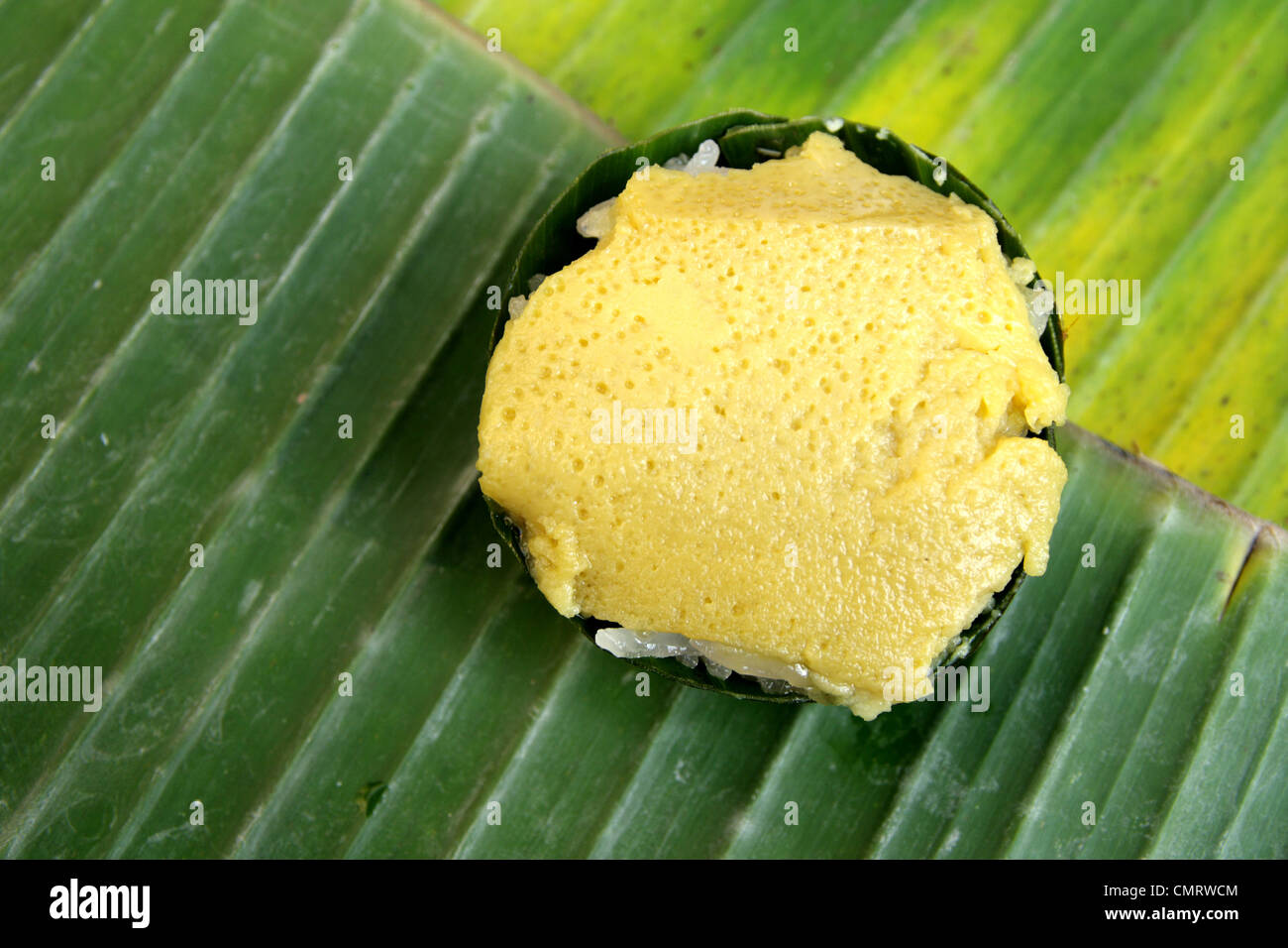 Thai dessert ,riso appiccicoso crema pasticcera Foto Stock