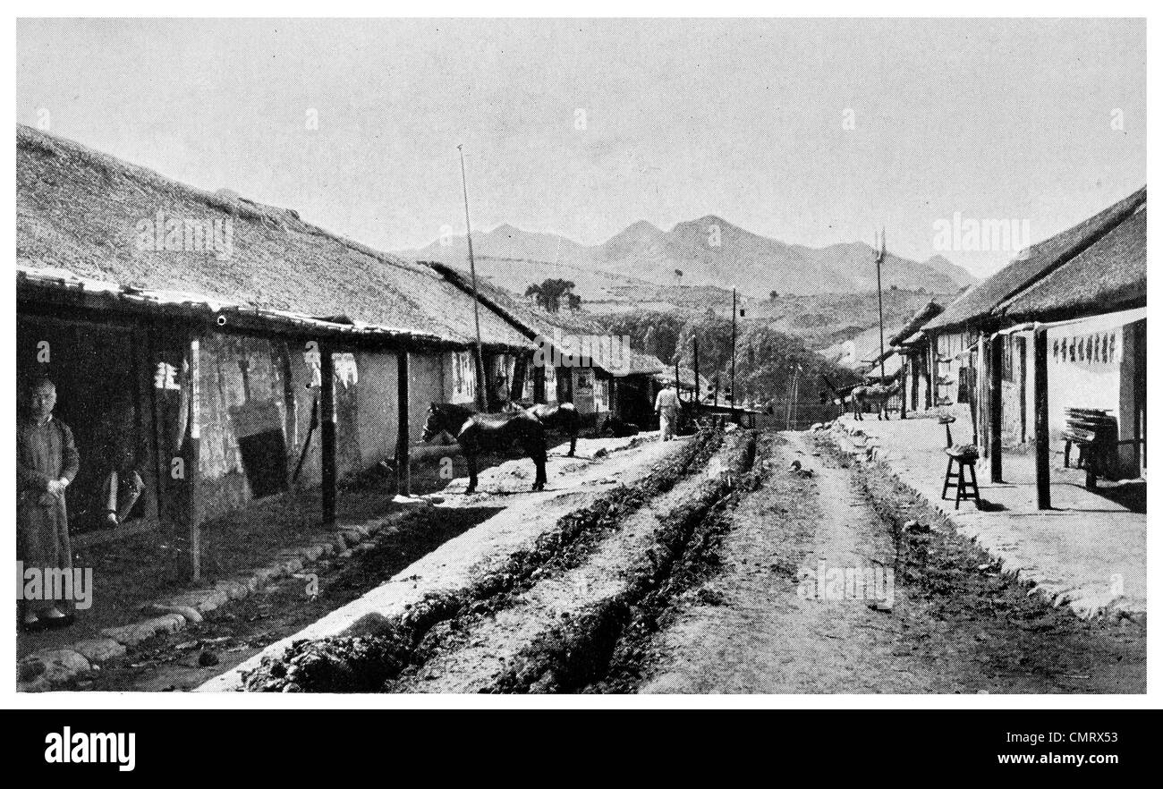 1919 Corea del Nord Corea main street town Foto Stock