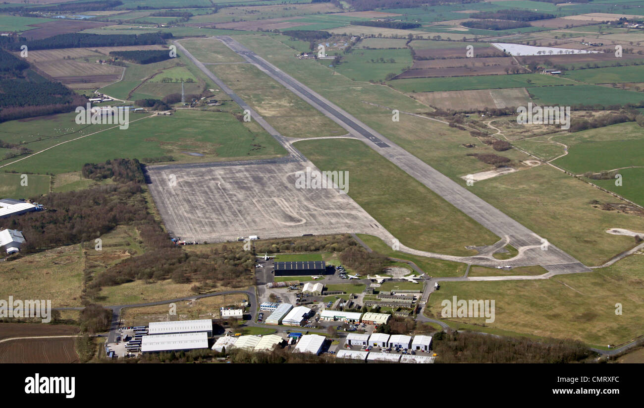Vista aerea del Museo dell'aria dello Yorkshire e del Memoriale delle forze aeree alleate presso l'Elvington Airfield vicino a York Foto Stock