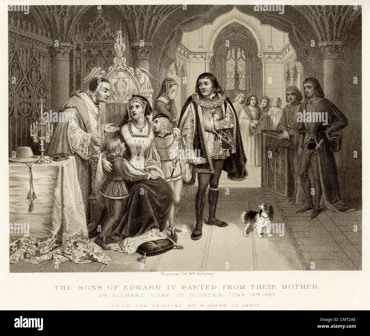 I figli di Edward IV parted dalla loro madre da Richard duca di Gloucester 16 Giugno 1483 Foto Stock