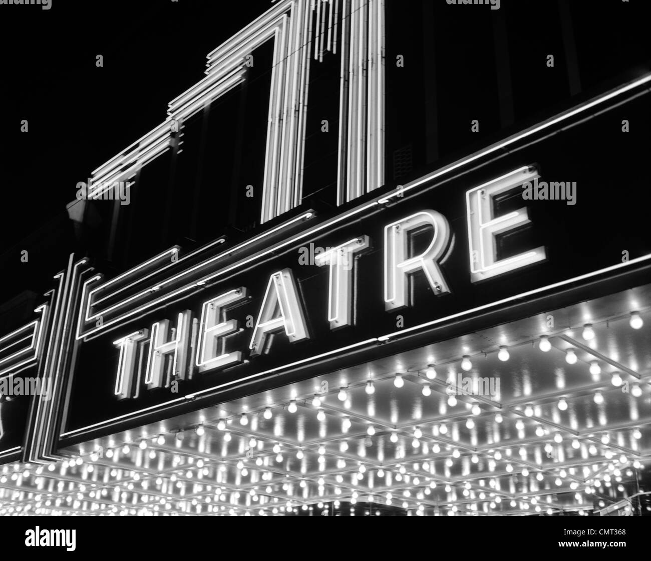 1930s 1940s Theatre Marquee Theatre di luci al neon Foto Stock