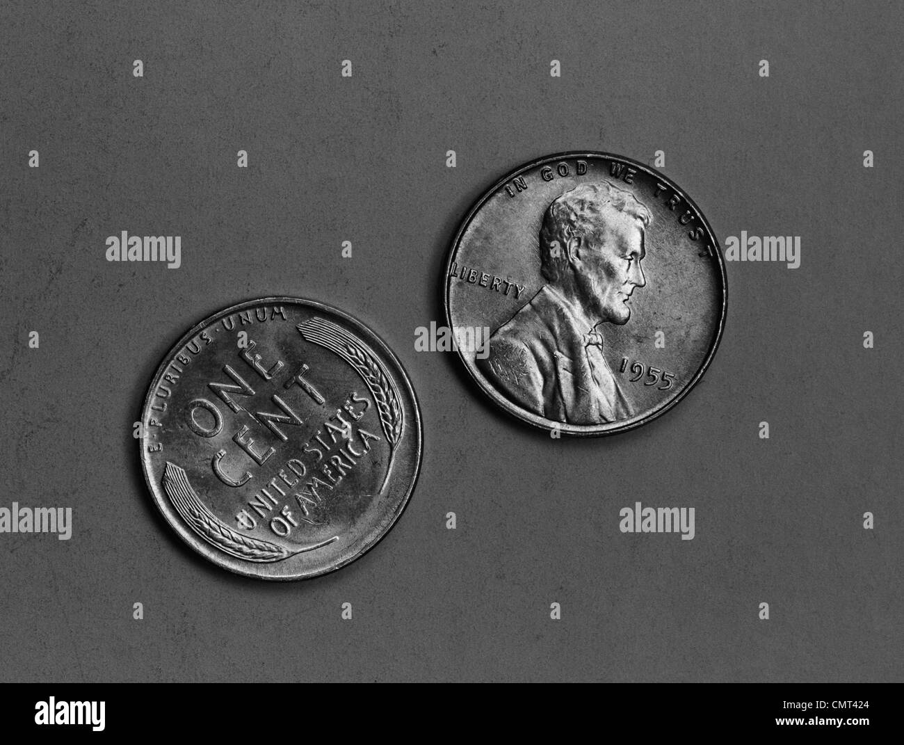 Anni Cinquanta ABRAHAM LINCOLN PENNY teste e code Foto Stock