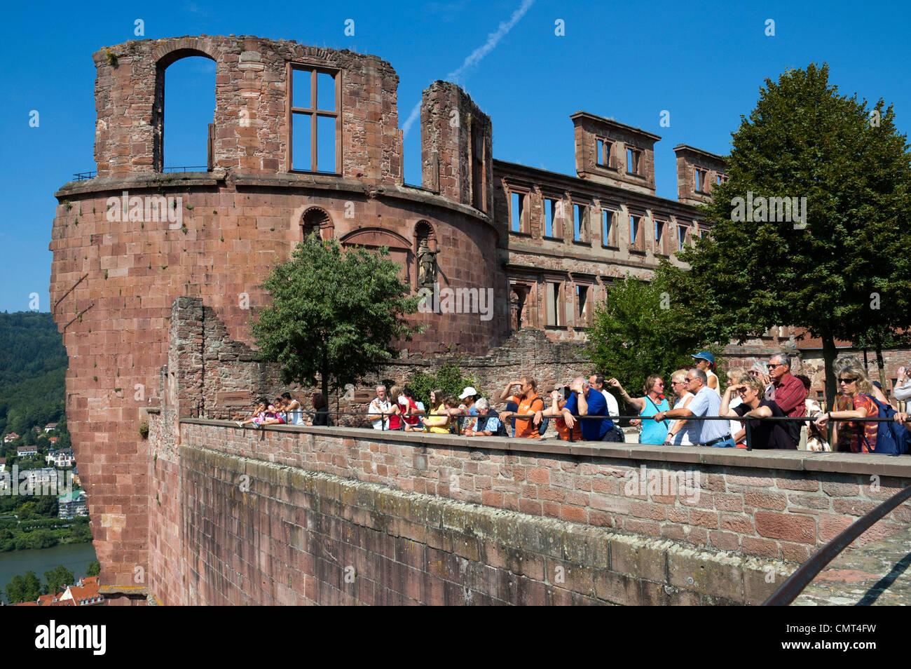 Turisti al Castello di Heidelberg, Germania, Foto Stock