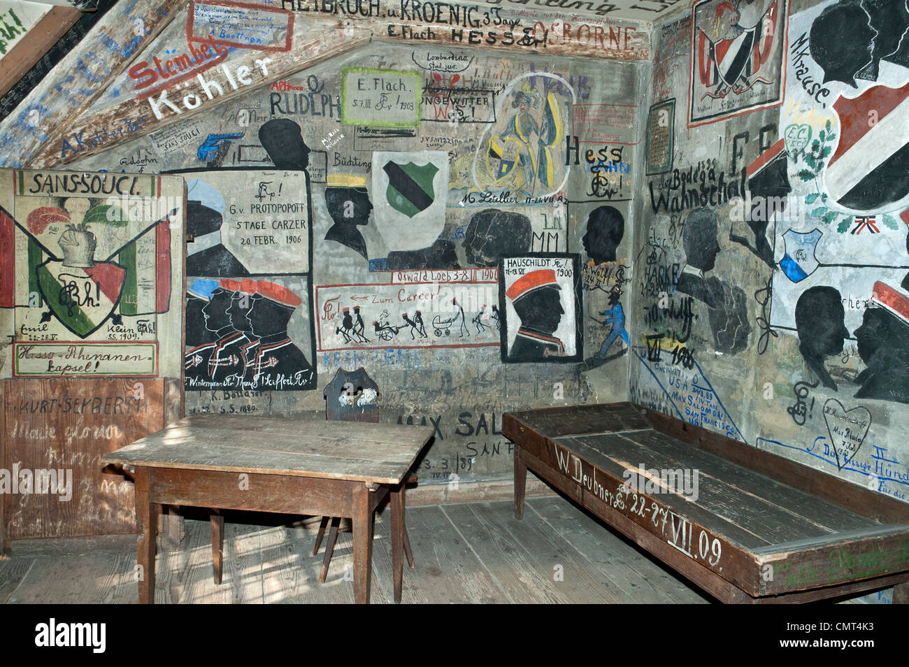 Gli studenti carcere - Studentenkarzer - presso l'Università di Heidelberg, Germania Foto Stock