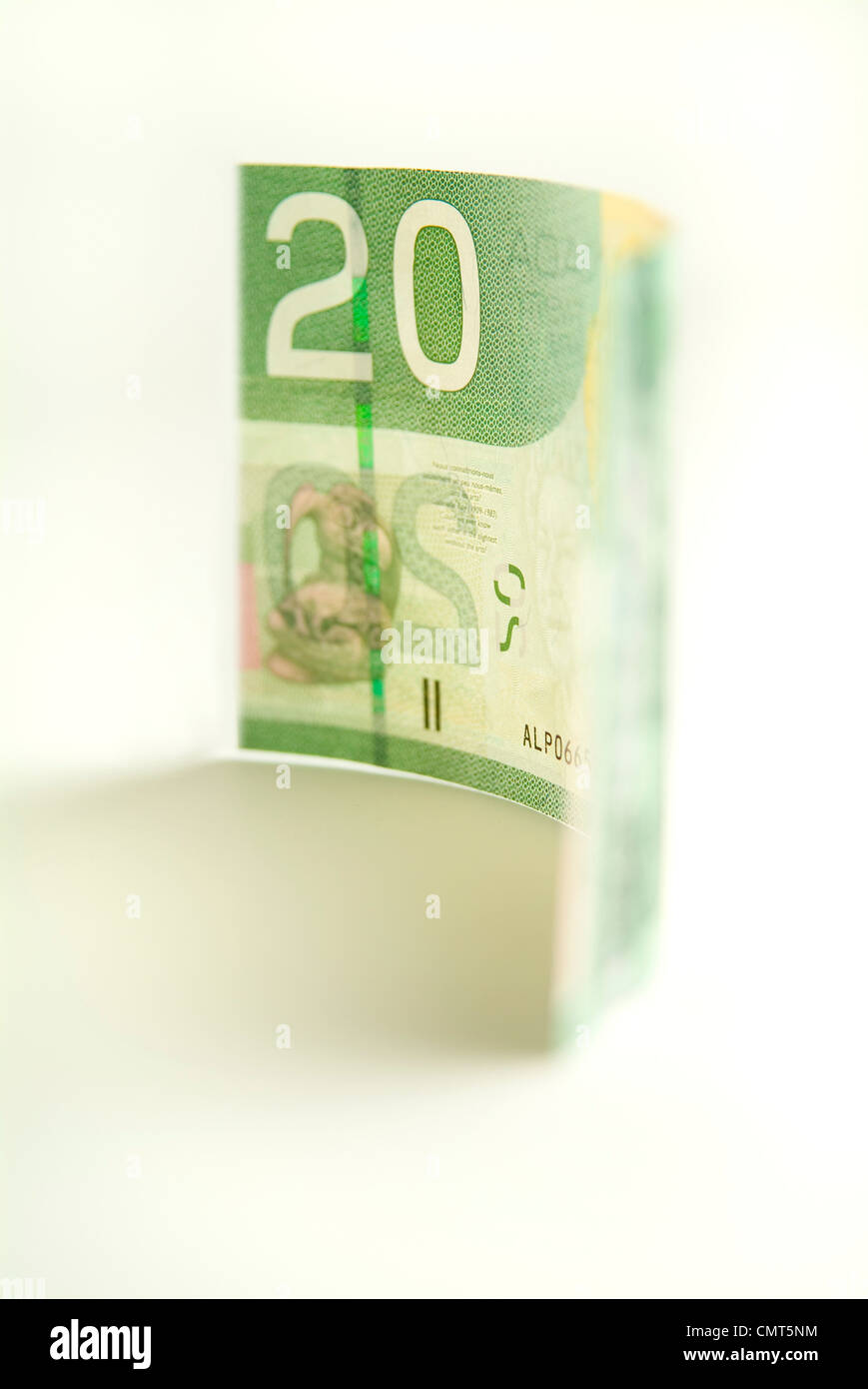 Venti Dollari in posizione eretta Foto Stock