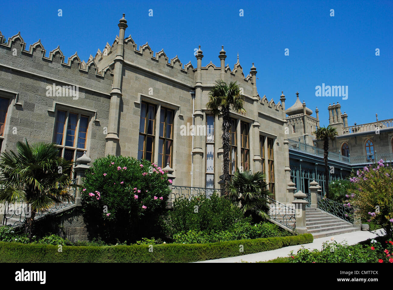 L'Ucraina. Repubblica autonoma di Crimea. Vorontsov Palace. Facciata. Intorno a Alupka. Foto Stock