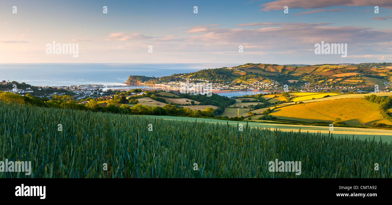Il Teign estuario, Teignmouth (sinistra) e Shaldon (destra) Devon, Regno Unito, Inghilterra, Europa Foto Stock
