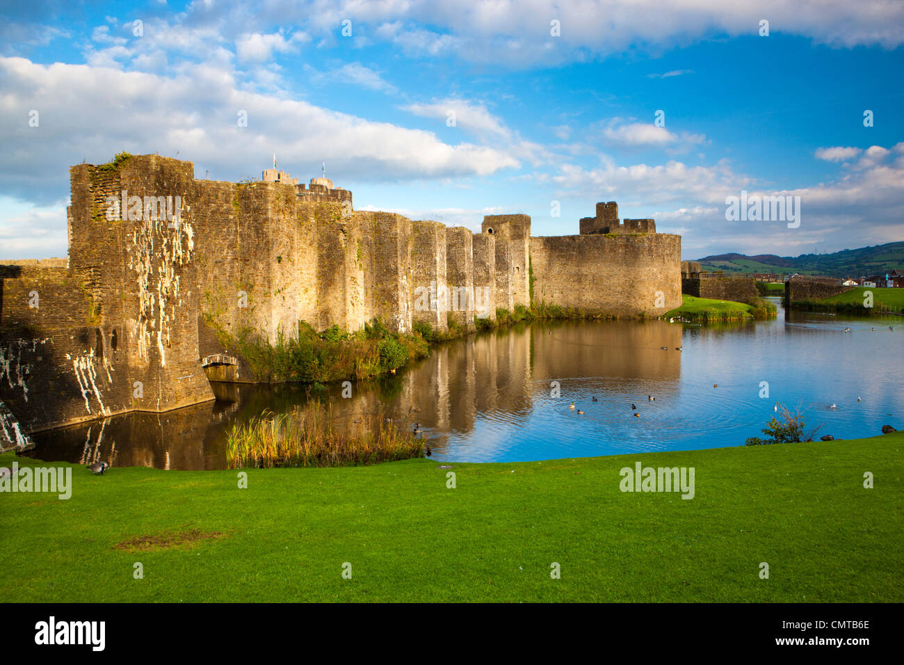 Castello di Caerphilly, Caerphilly, South Wales, Regno Unito, Europa Foto Stock
