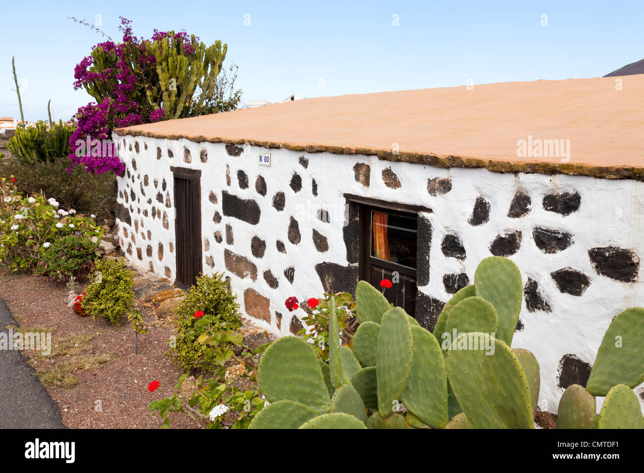 Cottage tradizionale dimora nei pressi di La Oliva, Fuerteventura, Isole Canarie Foto Stock