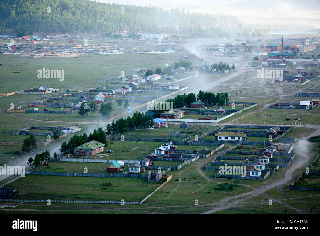 Vista del villaggio di Khatgal , Khovsgol, Mongolia Foto Stock